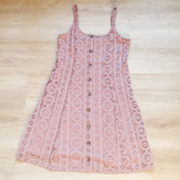 Aeropostale Lace Button-Front Fit & Flare Dress - Size Medium Pink - Picture 13 of 13